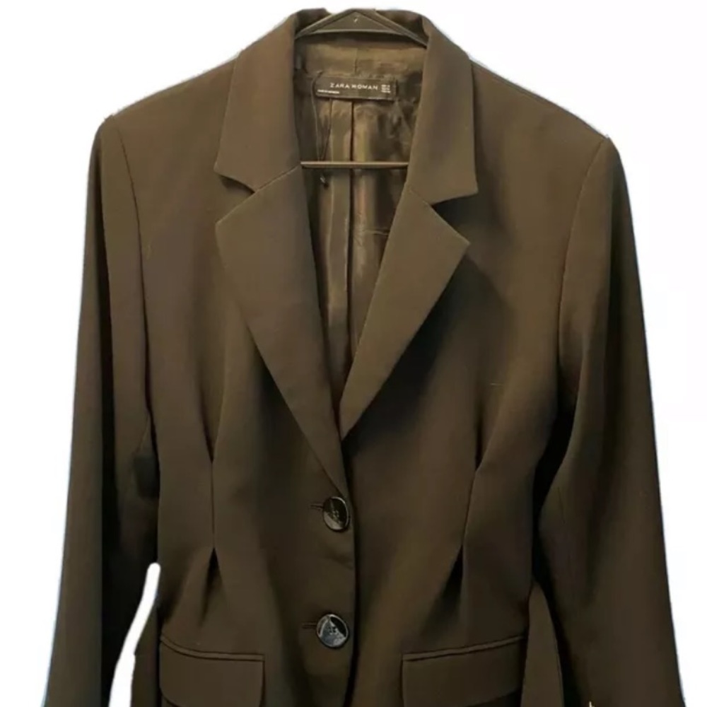 Zara Womens Blazer With Buttons and Belt, Sz.M